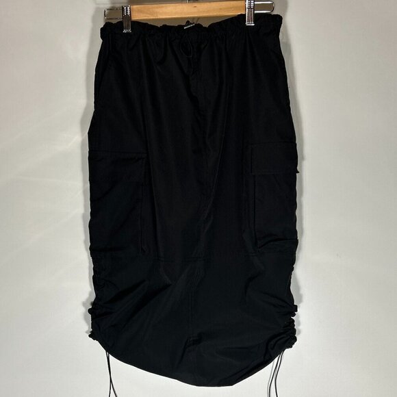 Love Tree juniors SZ M B lack Parachute Skirt  Nylon Utility Streetwear Gorpcore - Picture 6 of 11